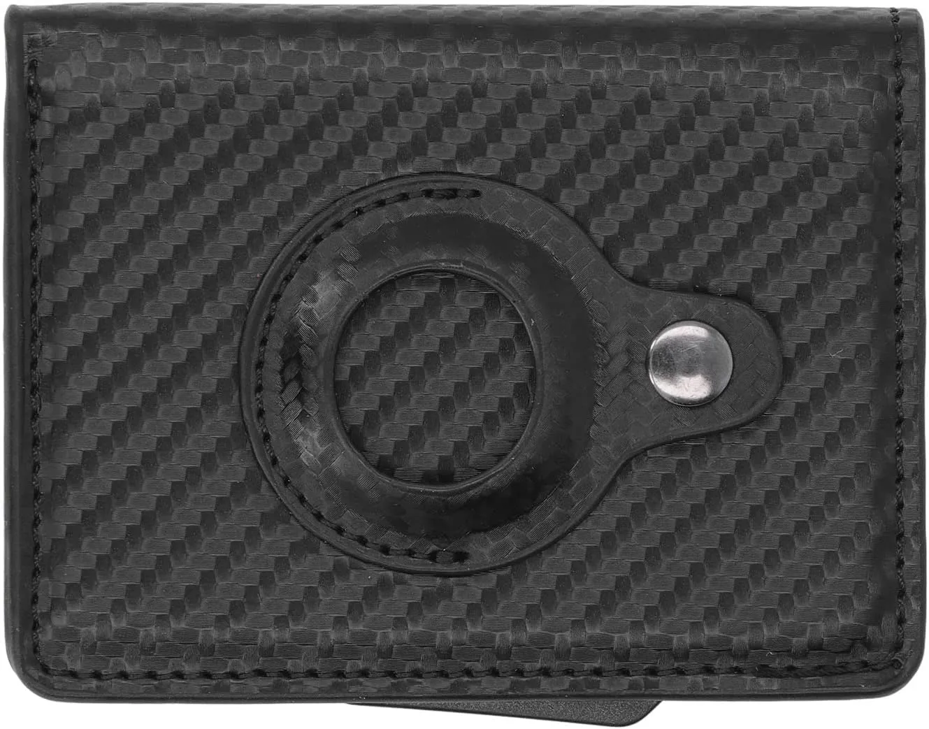 Multifunctional Card Bag, Radio Frequency Identification Devices Anti Loss Scratch Resistant Lightweight PU Leather Wallet Durable for Travel (Color : Carbon Fiber Black)