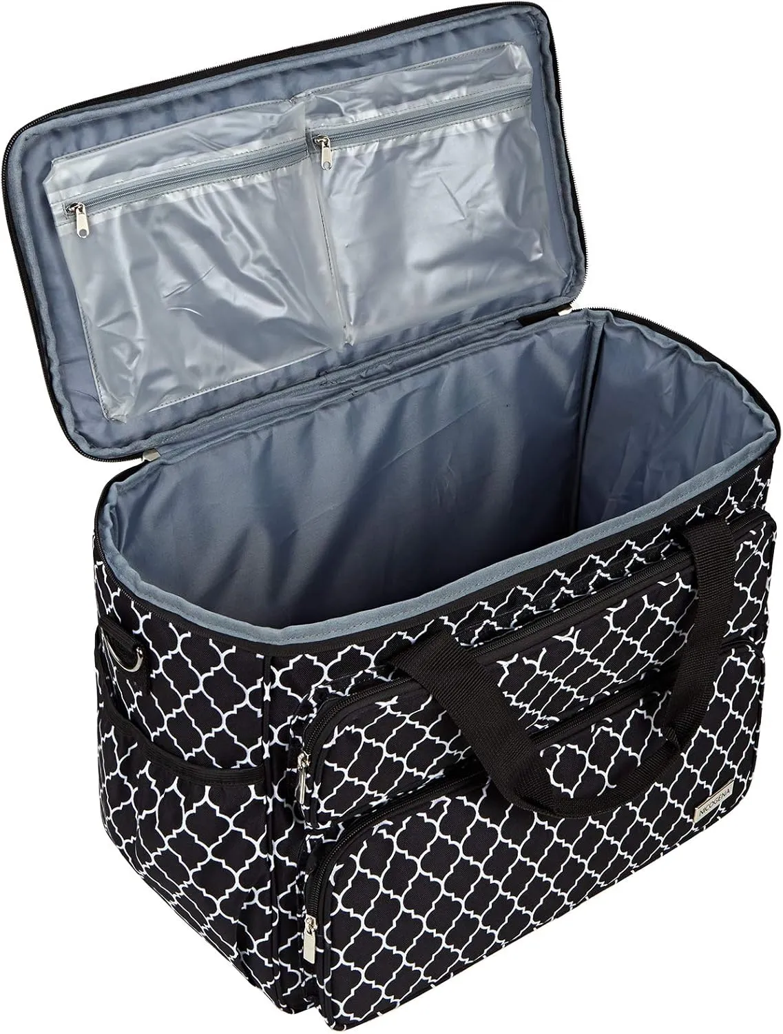 NICOGENA Sewing Machine Carrying Case, Universal Travel Tote Bag with Shoulder Strap for Singer, Brother, Janome and Accessories, Lantern Black