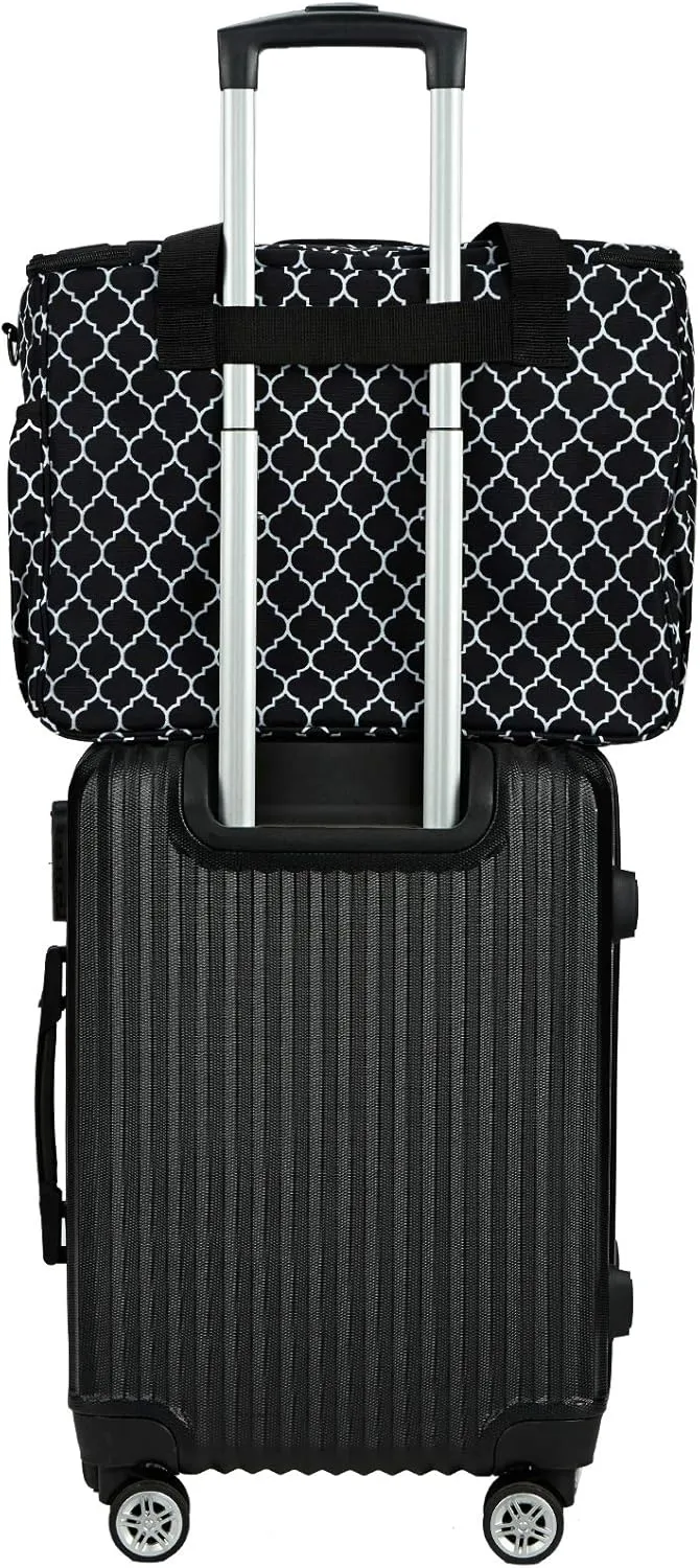 NICOGENA Sewing Machine Carrying Case, Universal Travel Tote Bag with Shoulder Strap for Singer, Brother, Janome and Accessories, Lantern Black