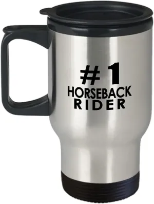 Number 1 Horseback Rider Travel Mug Insulated Coffee Tumbler - Horse Lover Equestrian Horse Ride Riding Sports Racing Themed Gifts Funny Cute Gag Idea Recognition Award Reward