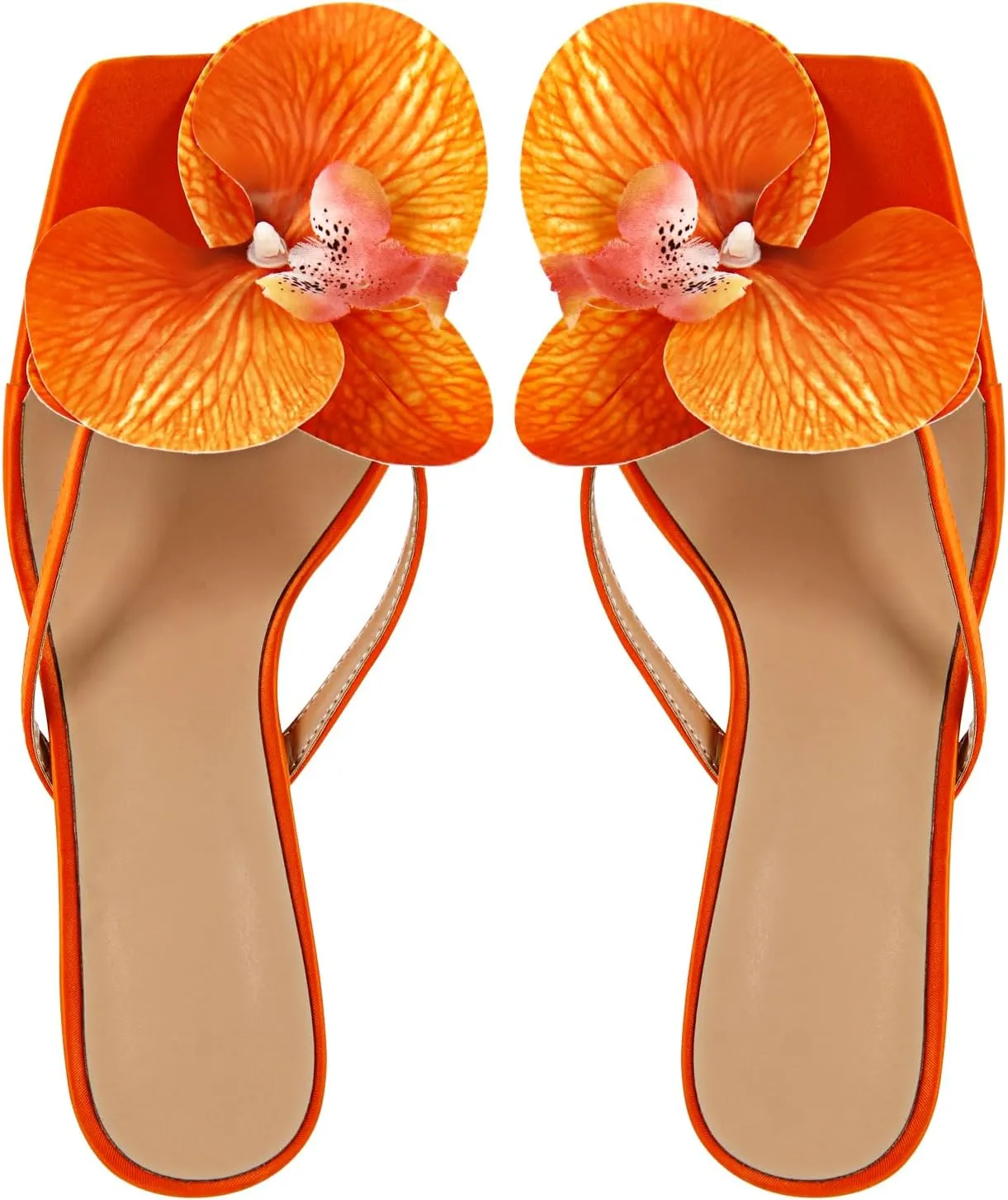 Onlymaker Orchid Heels for Women Square Toe Low Block Heel Sandals