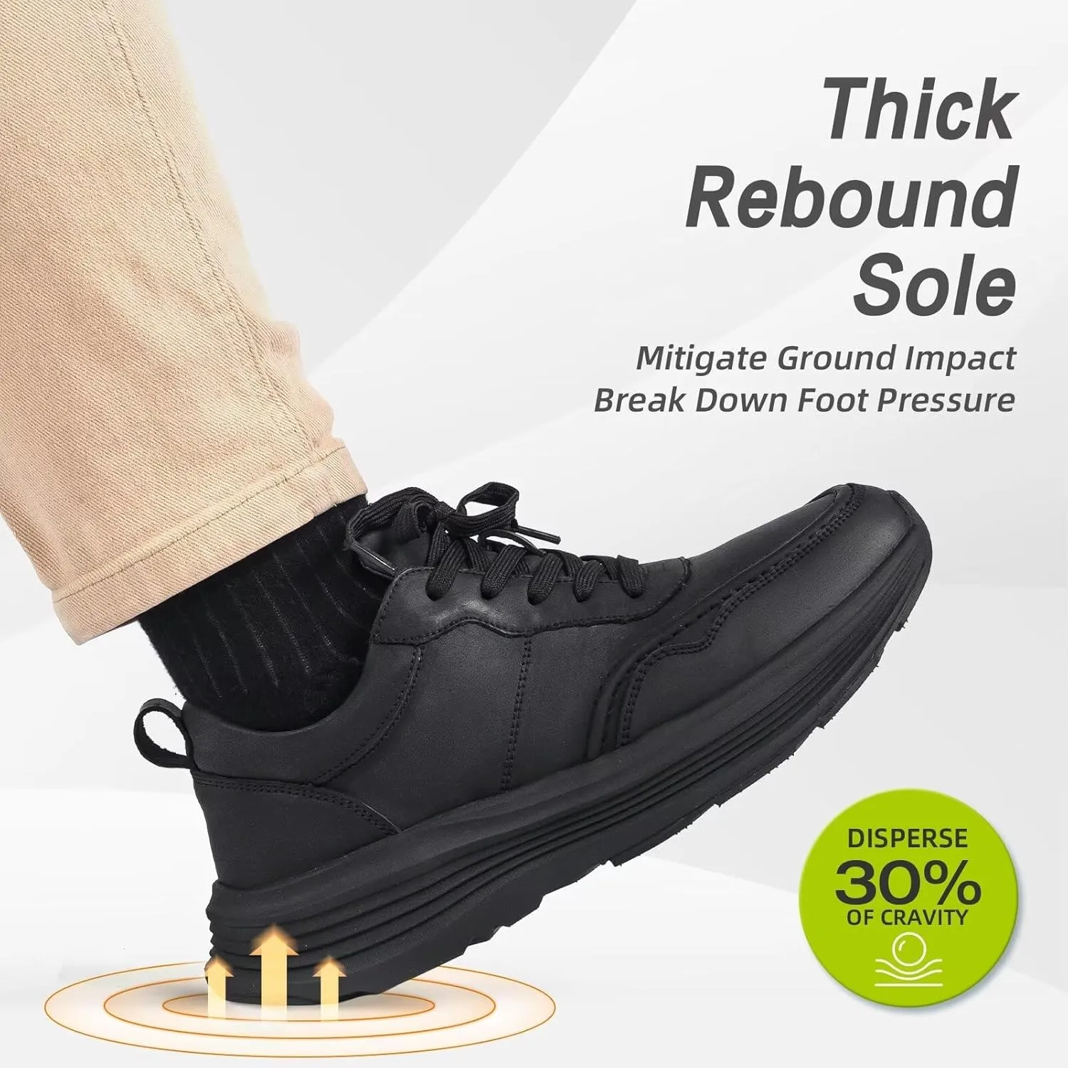OrthoComfoot Men's Orthopedic Leather Dress Walking Shoes: Comfortable Arch Support Plantar Fasciitis Flat Feet Sneakers, Casual Business Work Orthotic Thick Sole Foot Heel Pain Relief Oxfords