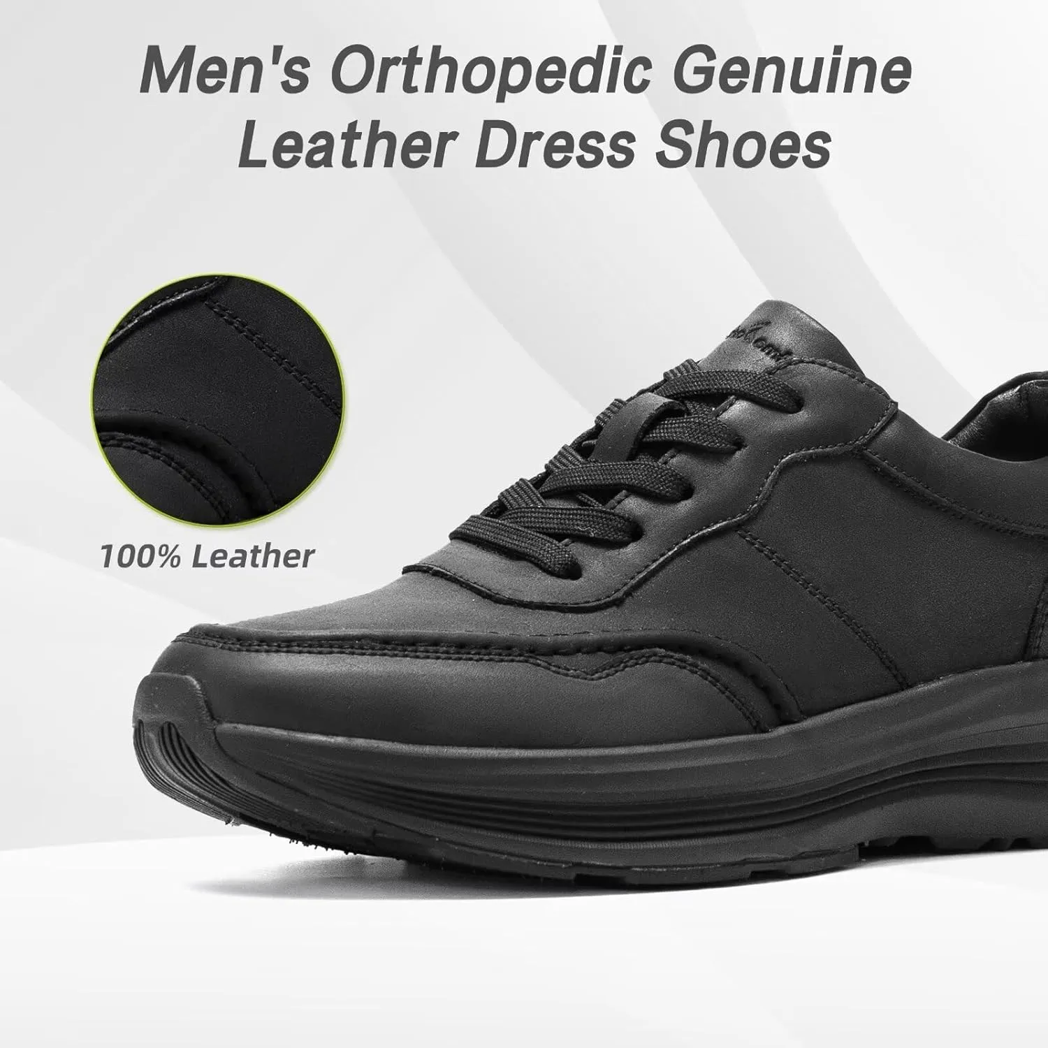 OrthoComfoot Men's Orthopedic Leather Dress Walking Shoes: Comfortable Arch Support Plantar Fasciitis Flat Feet Sneakers, Casual Business Work Orthotic Thick Sole Foot Heel Pain Relief Oxfords