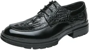 Oxford Shoes for Men Mens Crocodile Pattern Dress Business Shoes Formal Brogue Wingtip Men Shoes Genuine Leather Comfortable Shoes