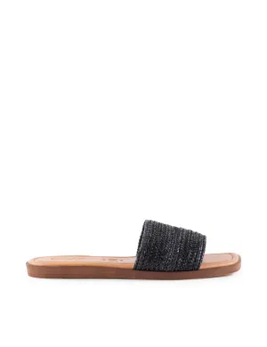 Palms Perfection Woven Slide, Black
