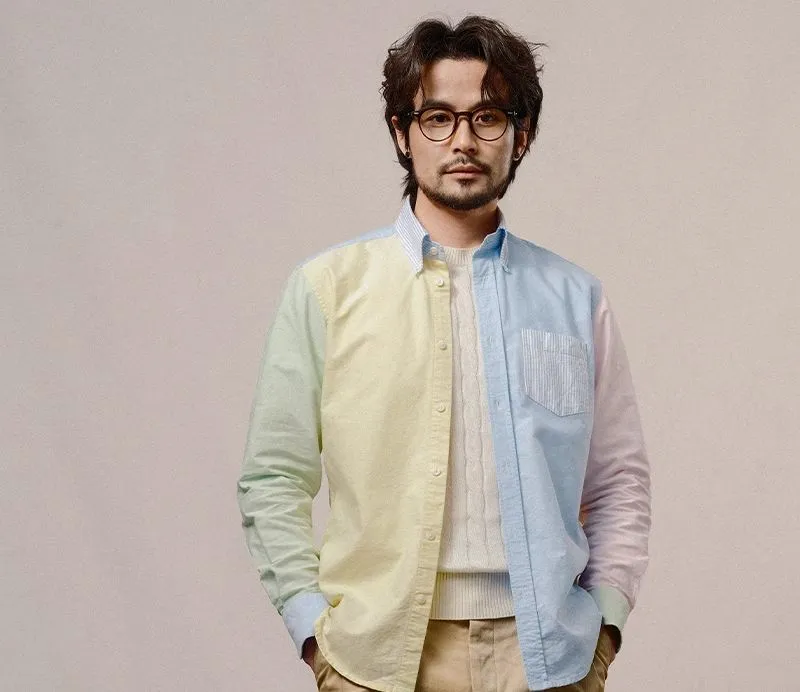 Pastel Color-Block Oxford Shirt