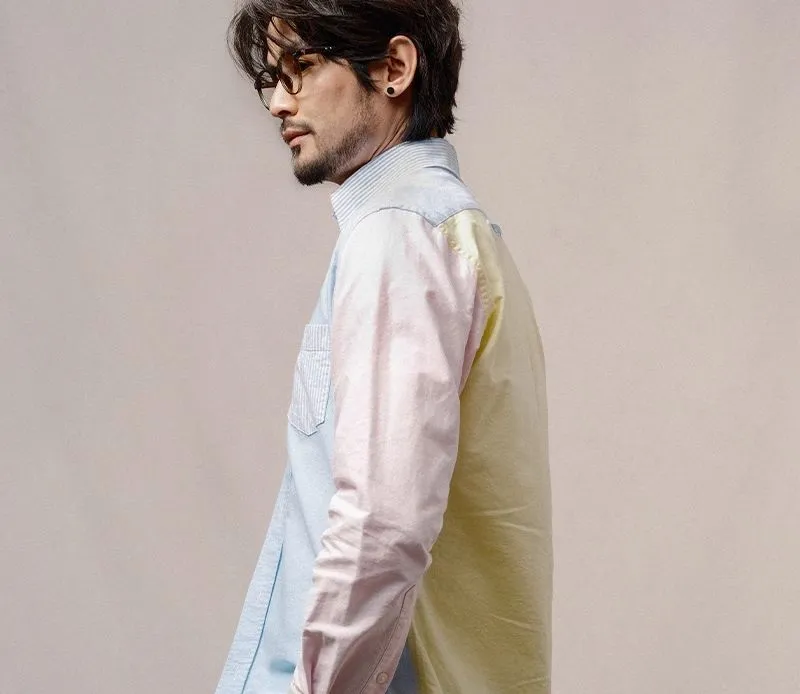 Pastel Color-Block Oxford Shirt
