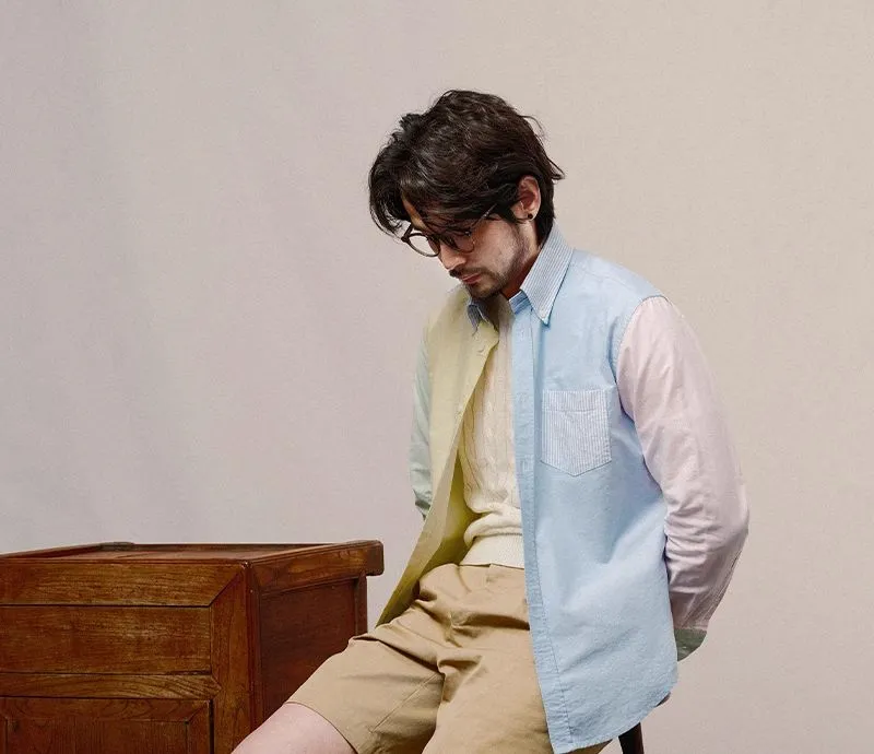 Pastel Color-Block Oxford Shirt