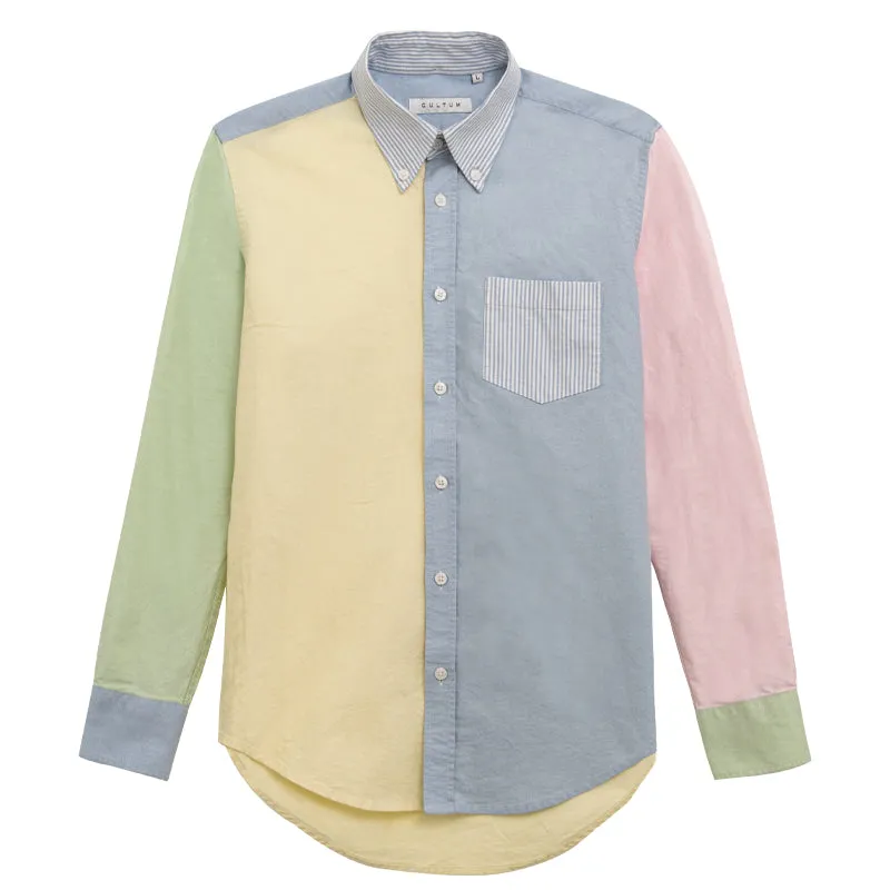 Pastel Color-Block Oxford Shirt