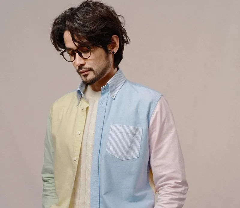 Pastel Color-Block Oxford Shirt