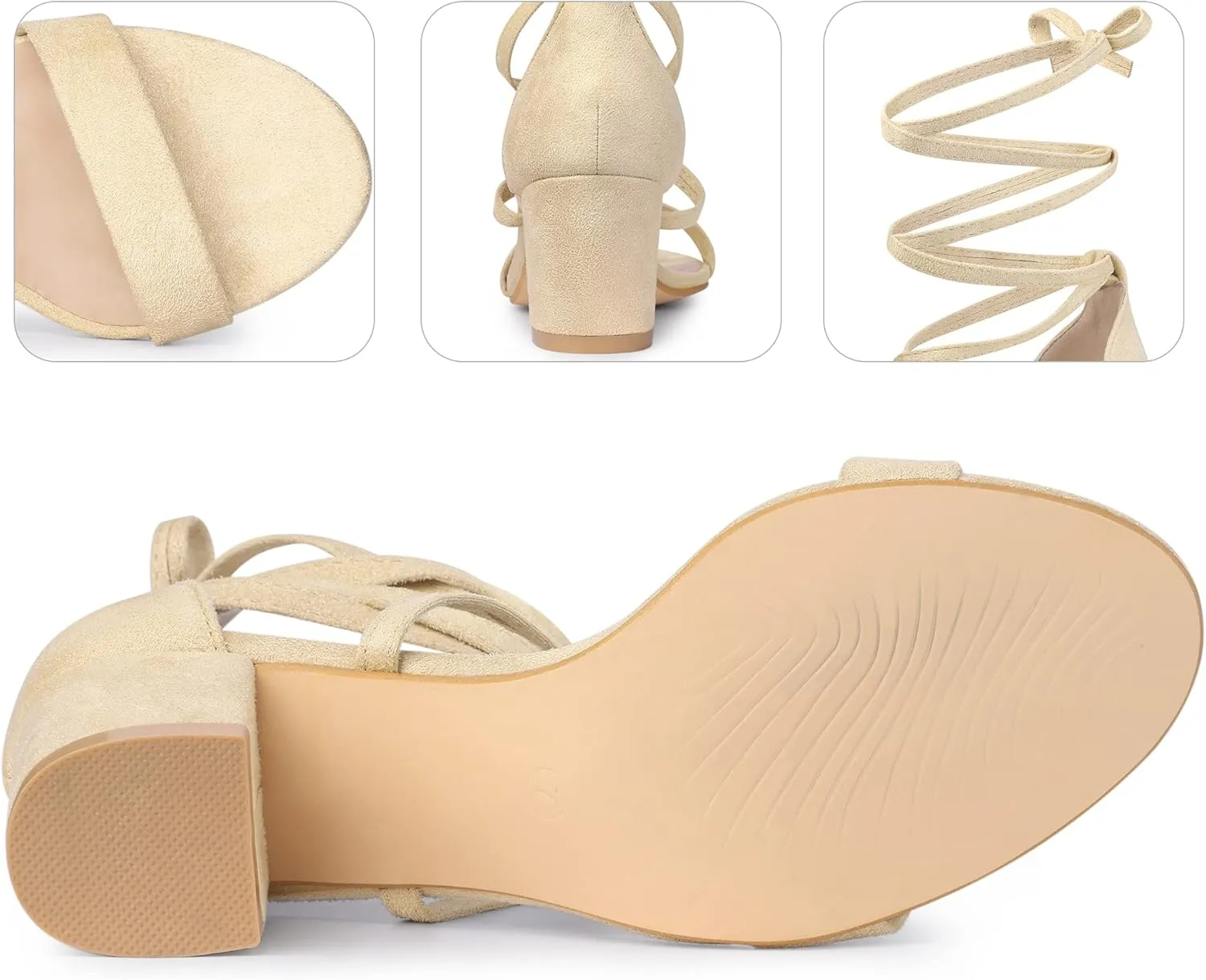 Perphy Lace Up Chunky Mid Heels Sandal for Women