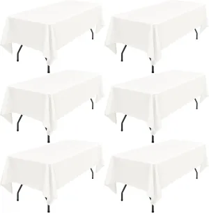 Pesonlook 6Pack Polyester Tablecloths 60 x 102 Inch for 6ft Rectangle Tables, Polyester Table Cover Washable Table Cloth for Wedding Reception Banquet Party(Ivory)
