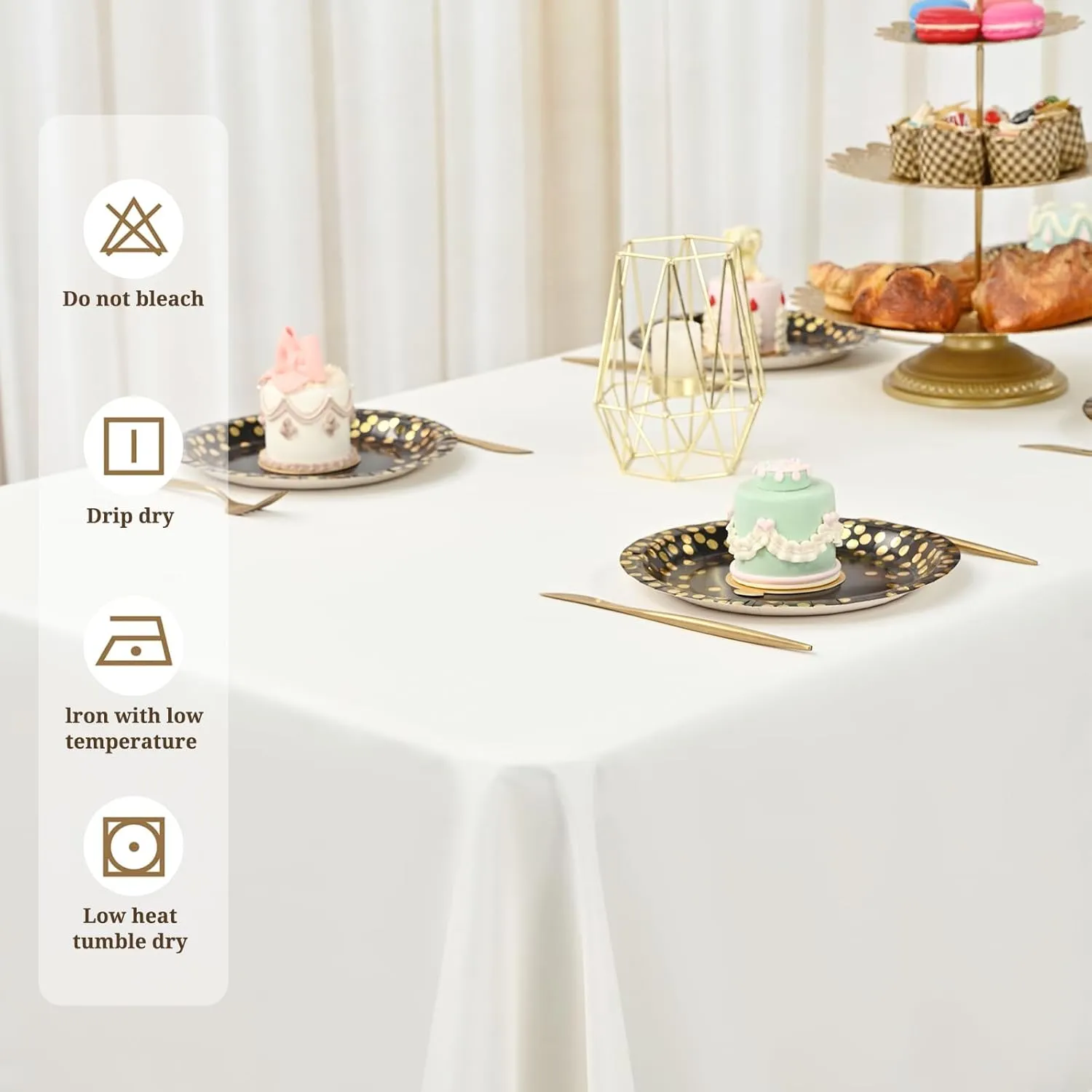 Pesonlook 6Pack Polyester Tablecloths 60 x 102 Inch for 6ft Rectangle Tables, Polyester Table Cover Washable Table Cloth for Wedding Reception Banquet Party(Ivory)