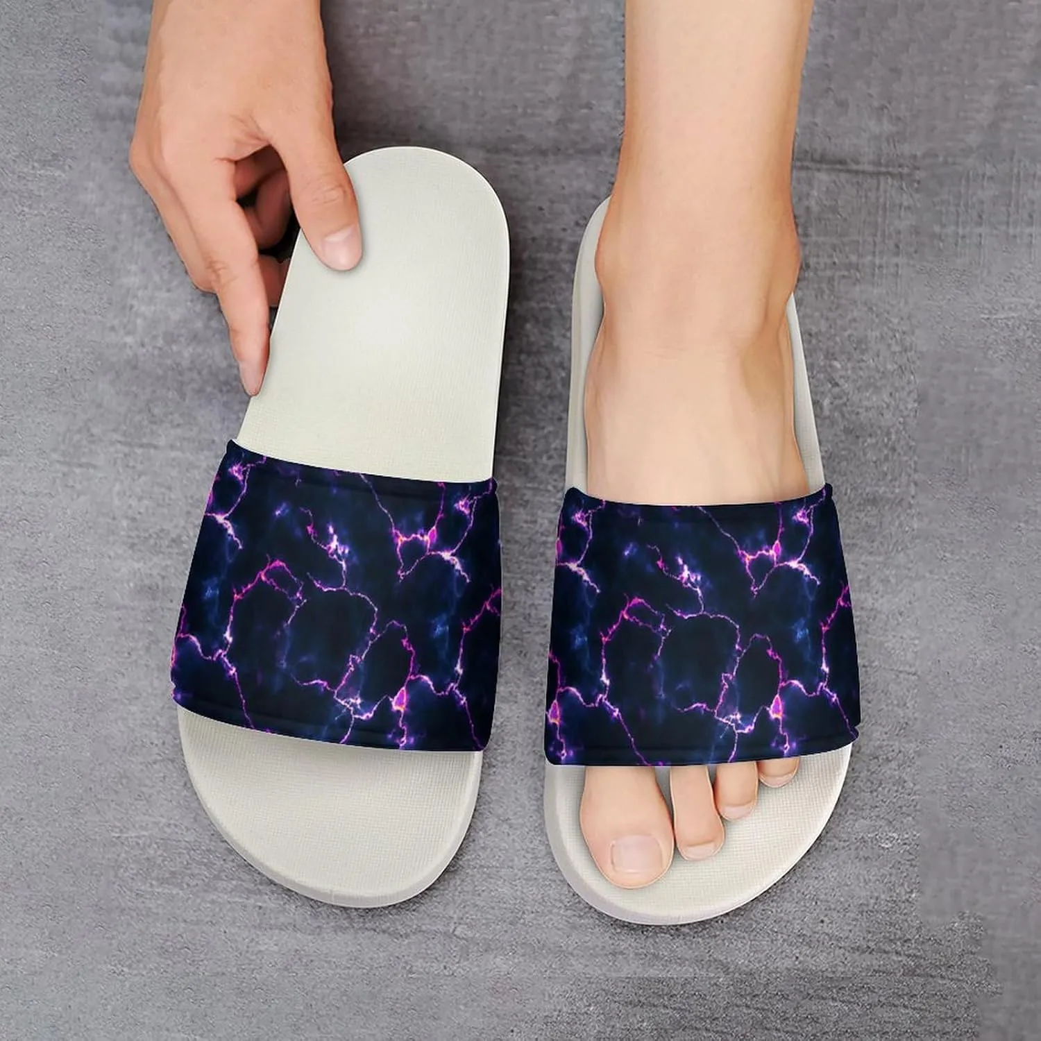 Pizza Pattern Unisex Slide Sandals - Printed Slide Sandals - Can Be Worn Indoors Or Outdoors