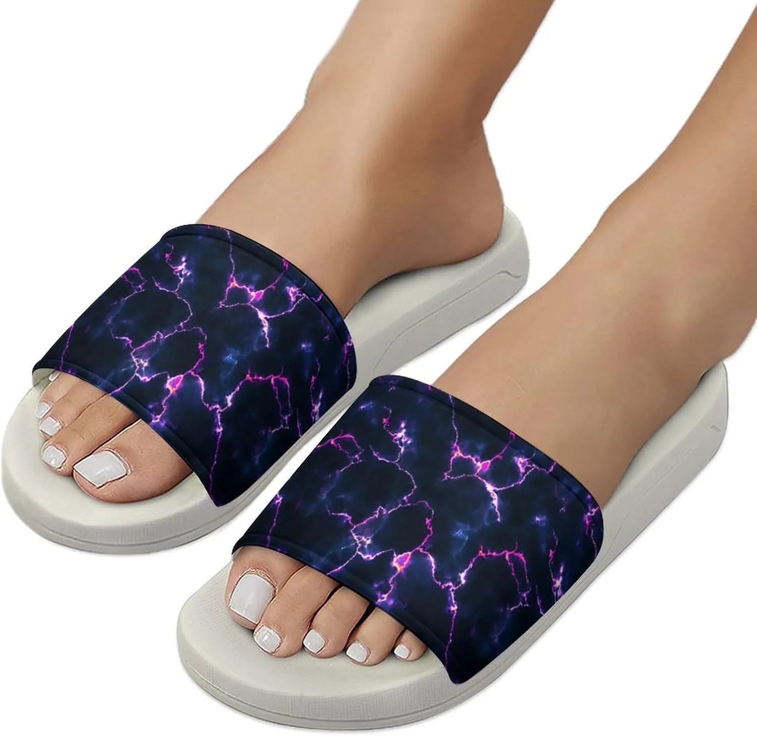 Pizza Pattern Unisex Slide Sandals - Printed Slide Sandals - Can Be Worn Indoors Or Outdoors