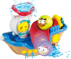 Play Bath Raiders Boat Toys - First Tub Tugs & Educational Tugboat Toys for Boys Girls 6 Months Plus - DIY Wall Suction Tracks Waterfall Spinning Gear Bathtub Toys Gift Newborn Babies Infants