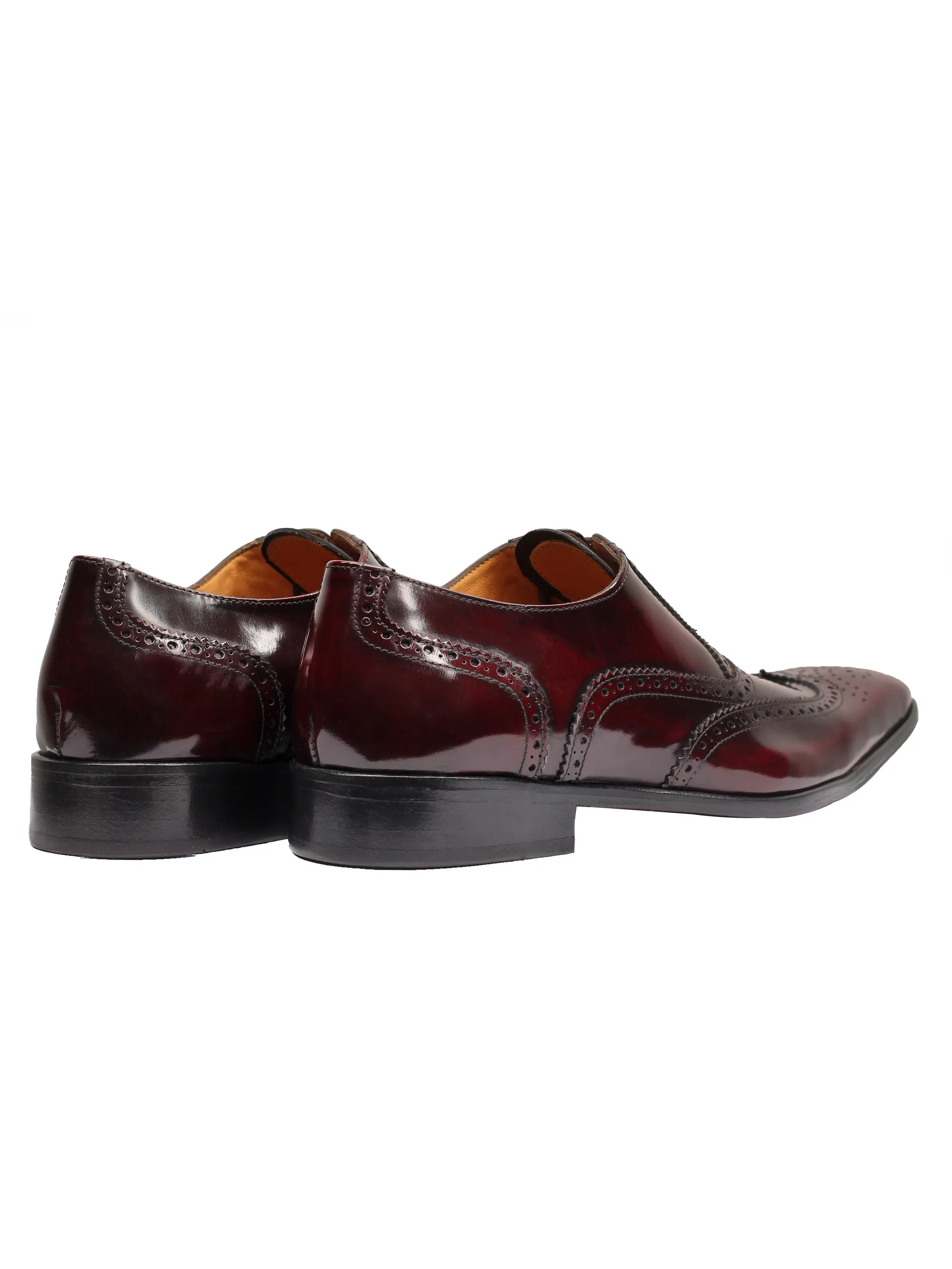 POLISHED CALF LEATHER BROGUES IN BURGUNDY
