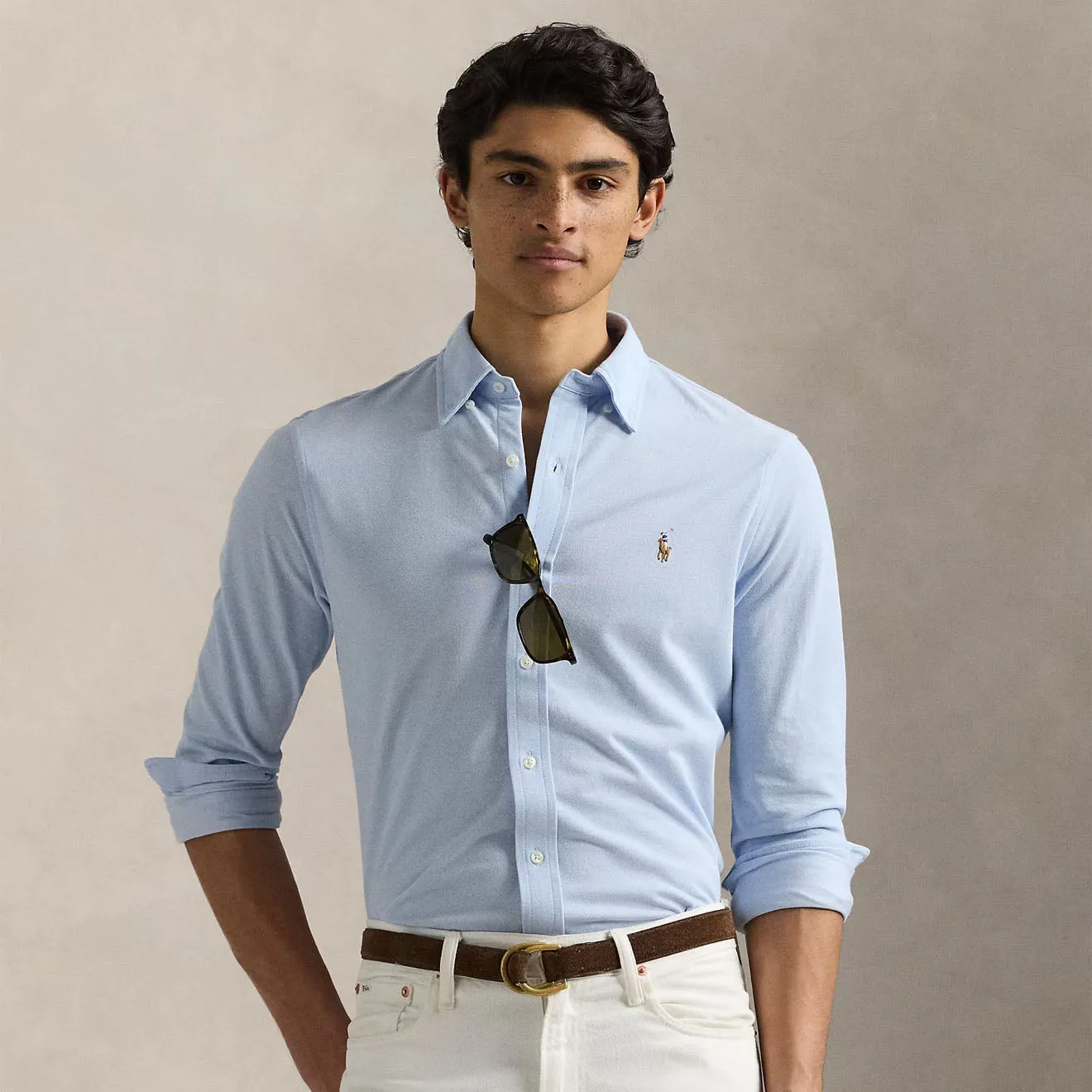 Polo Ralph Lauren Knit Oxford Shirt Chambray Blue