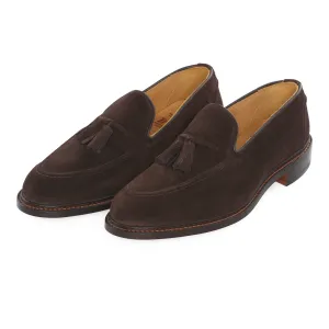 "Elton" Ultra-Flex Suede Tassel Loafer in Dark Brown