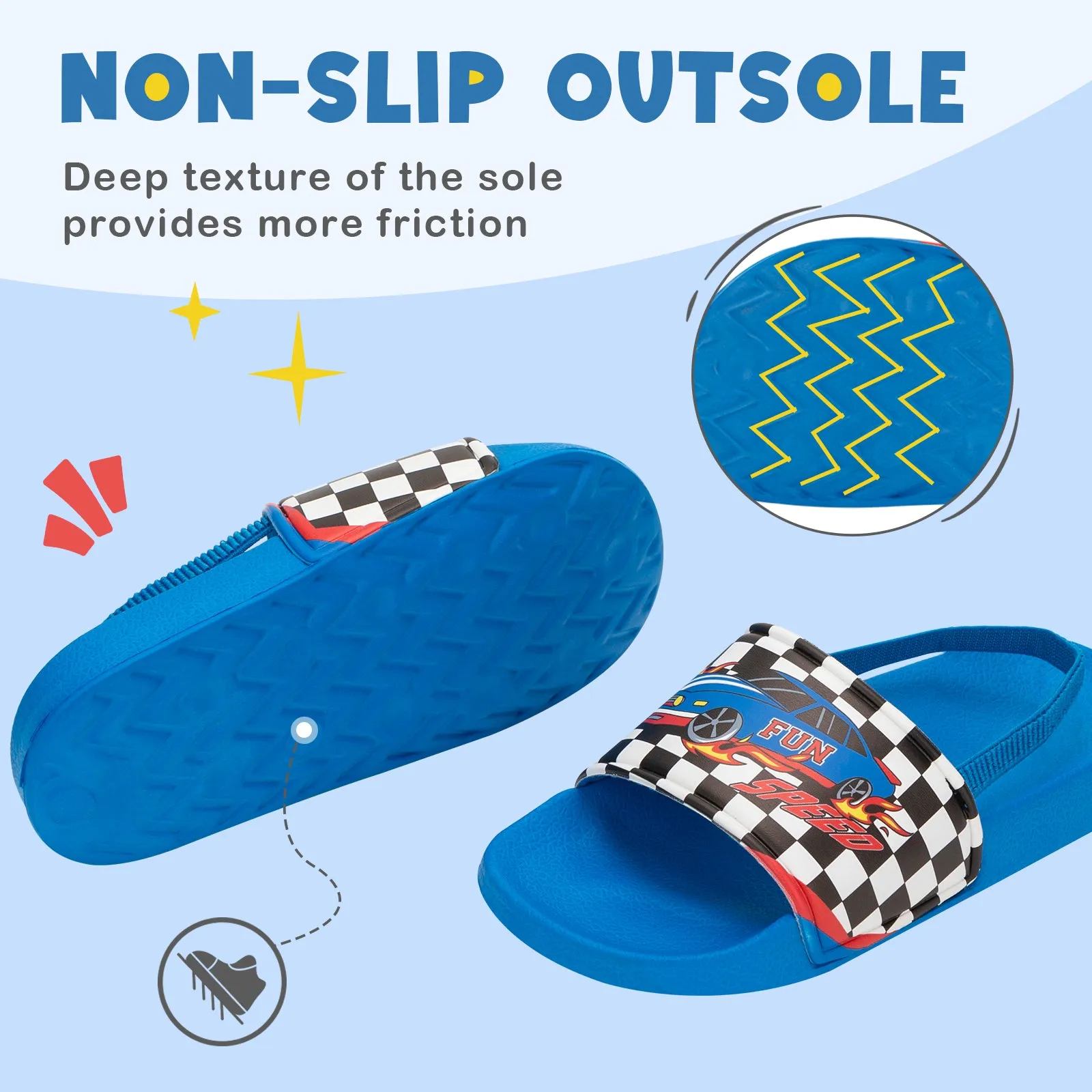 Racing Boys Slide Sandals Lightweight Beach Sandals