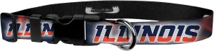 Racing Dog Collar – University of Illinois Adjustable Pet Collars, 1" Wide, Large, Smoke