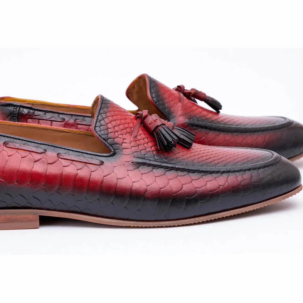 Red Patina Python Tassel Loafer