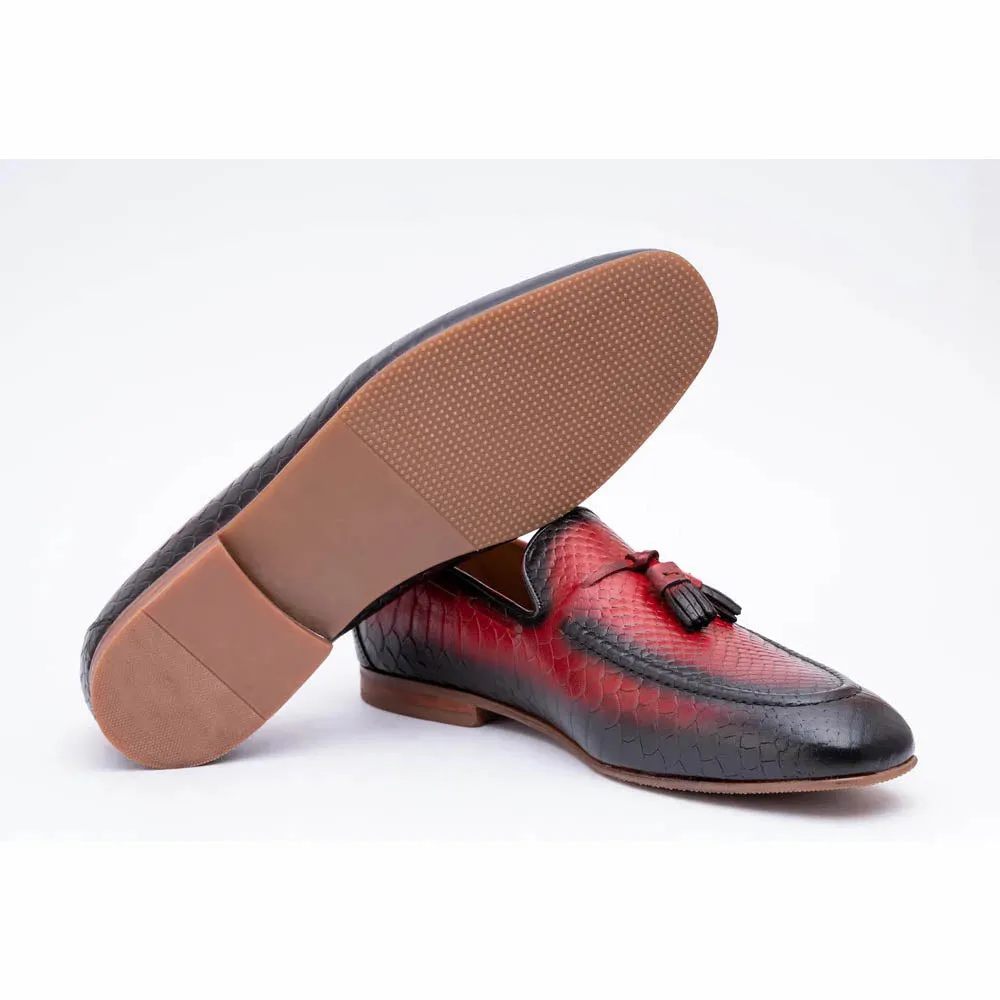 Red Patina Python Tassel Loafer