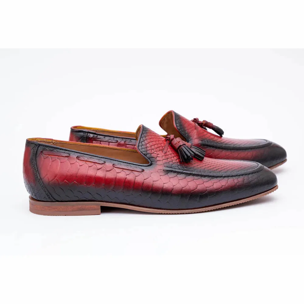 Red Patina Python Tassel Loafer