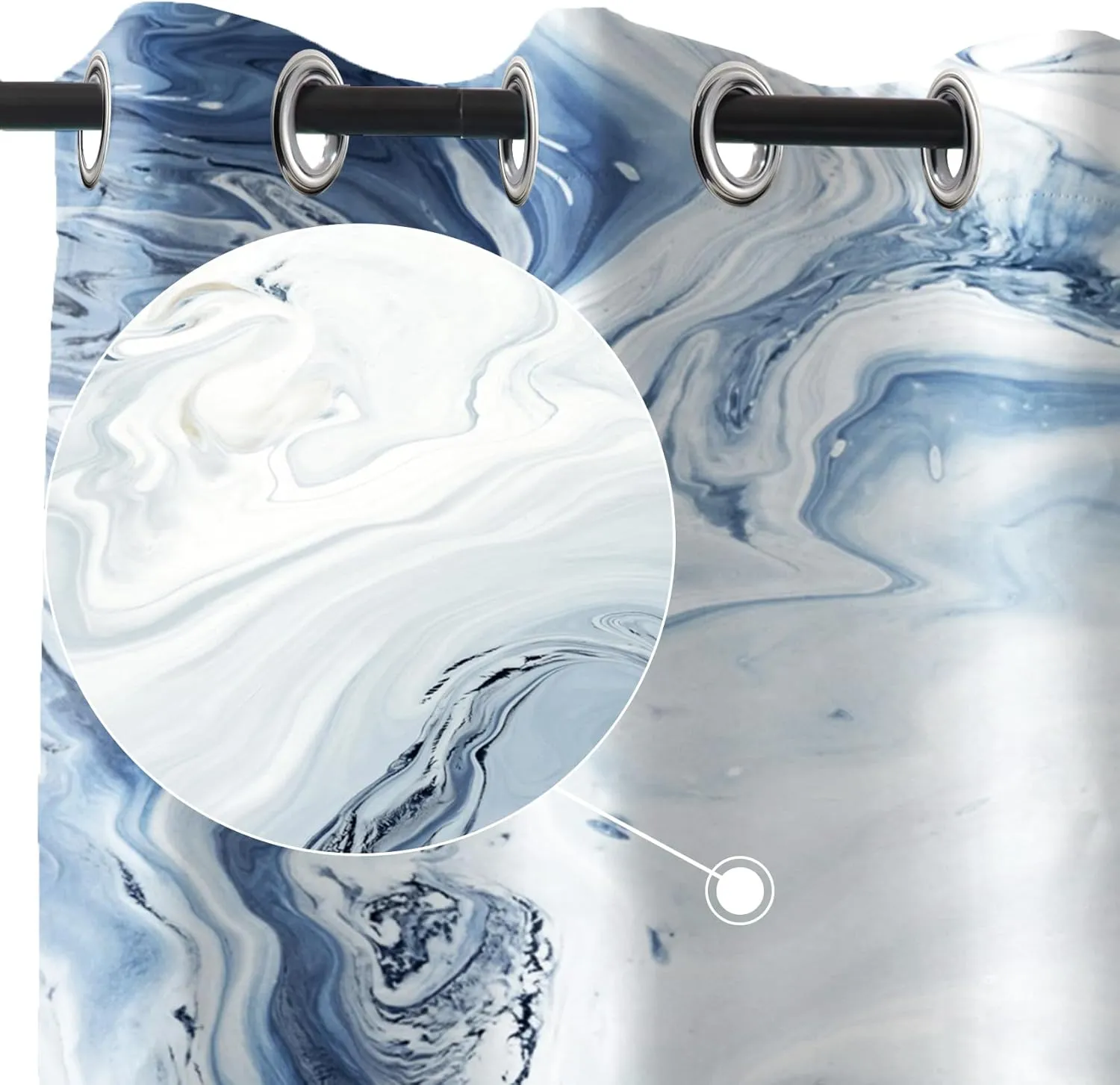 Renaiss Blue Marble Blackout Curtains for Bedroom Abstract Fluid Texture Printed Window Curtain Modern Luxury Crack Art Thermal Insulated Drapes for Living Room Decor 2 Panels Set, 53x63 Inch