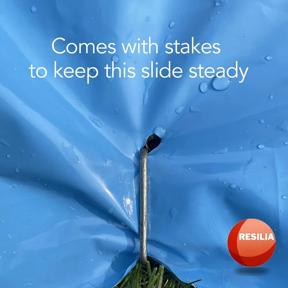 RESILIA - Super Slip Lawn Water Slide XXL, 30 Feet Long x 8 Feet Wide, for Adults and Teens, Powder Blue with Hold Steady Stakes