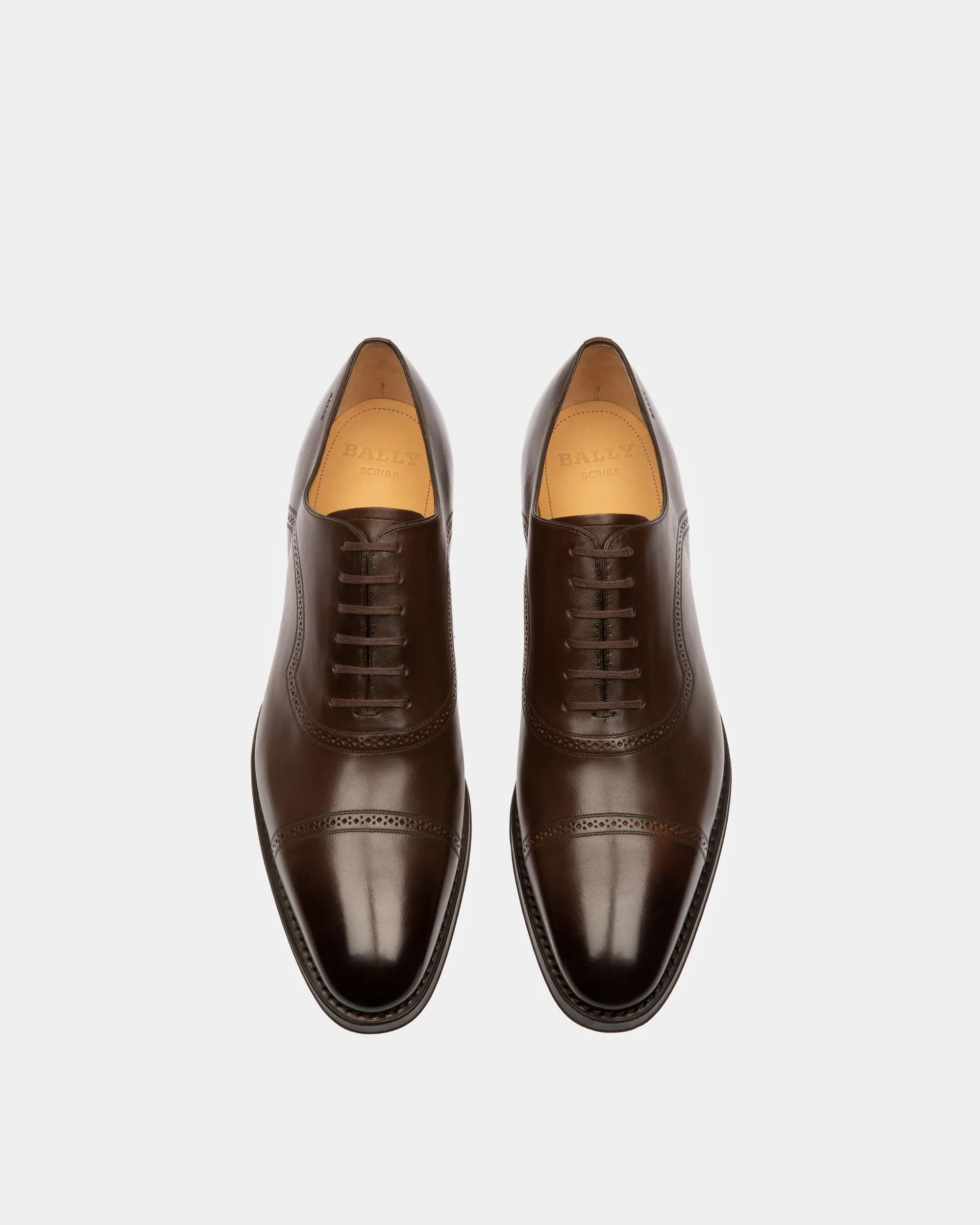 Scanio Leather Oxford Shoes In Brown