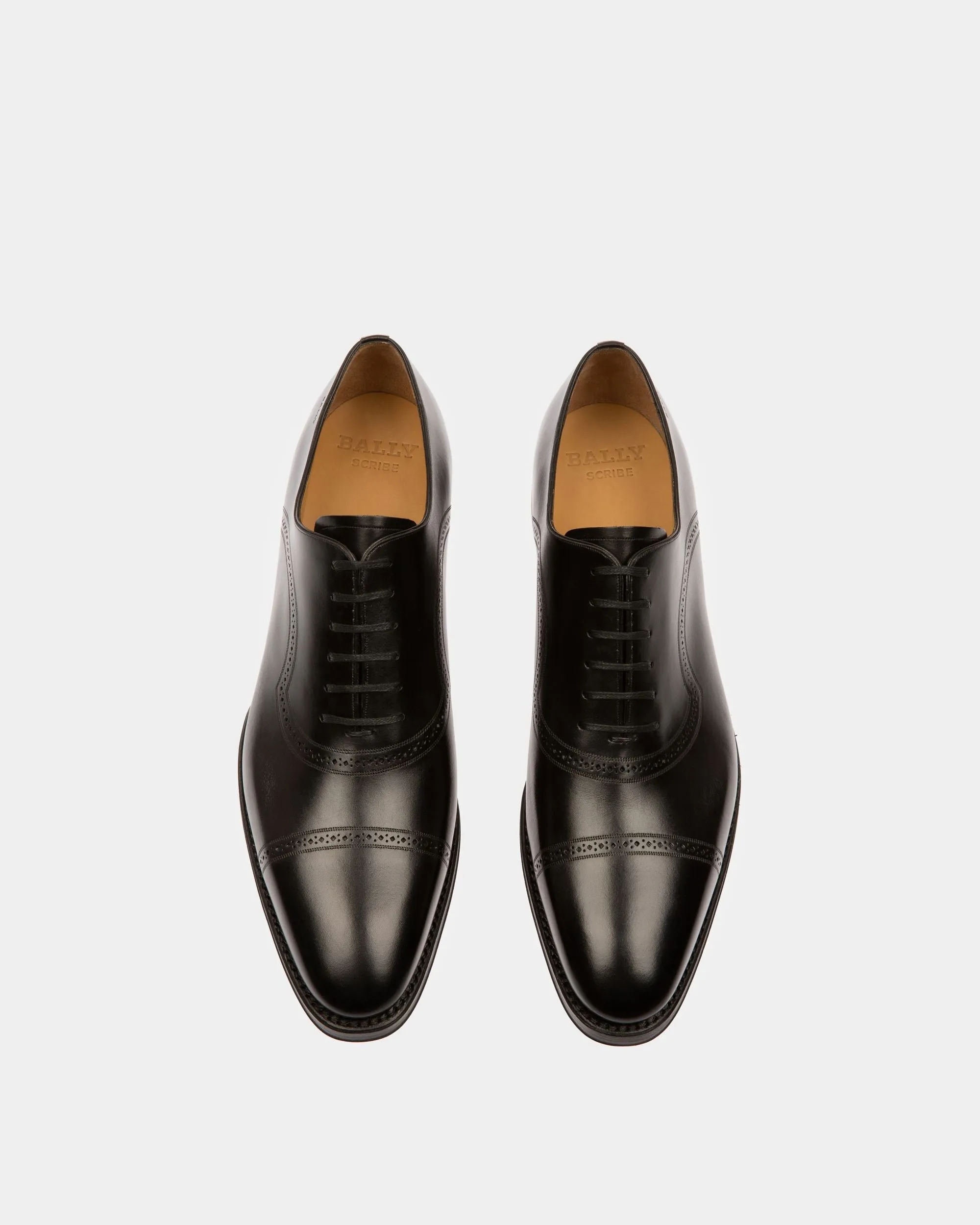 Scanio Men's Leather Oxford Lace-Up Shoe In Black