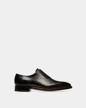 Scanio Men's Leather Oxford Lace-Up Shoe In Black