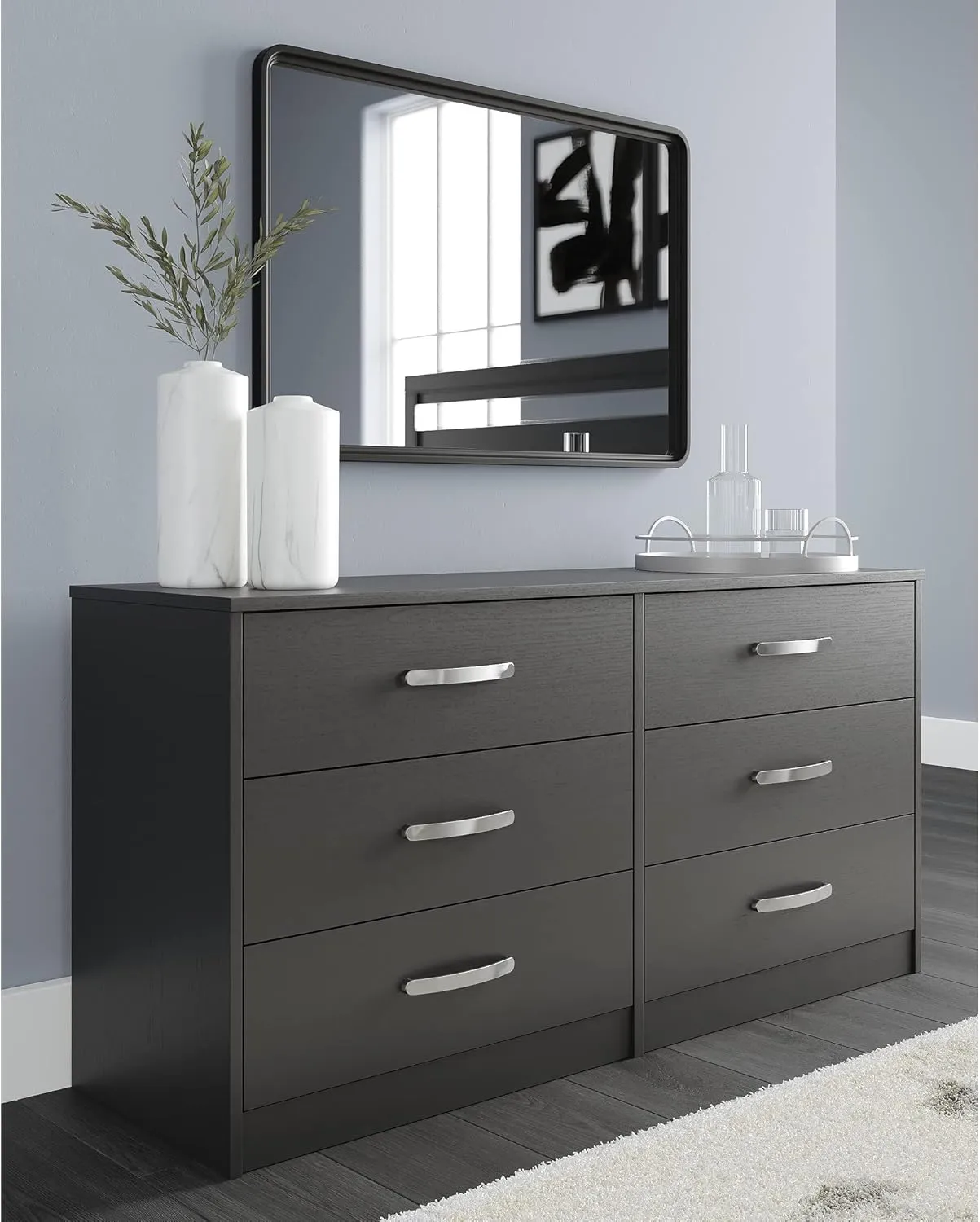 Signature Design by Ashley Finch Contemporary 6 Drawer Dresser, Black