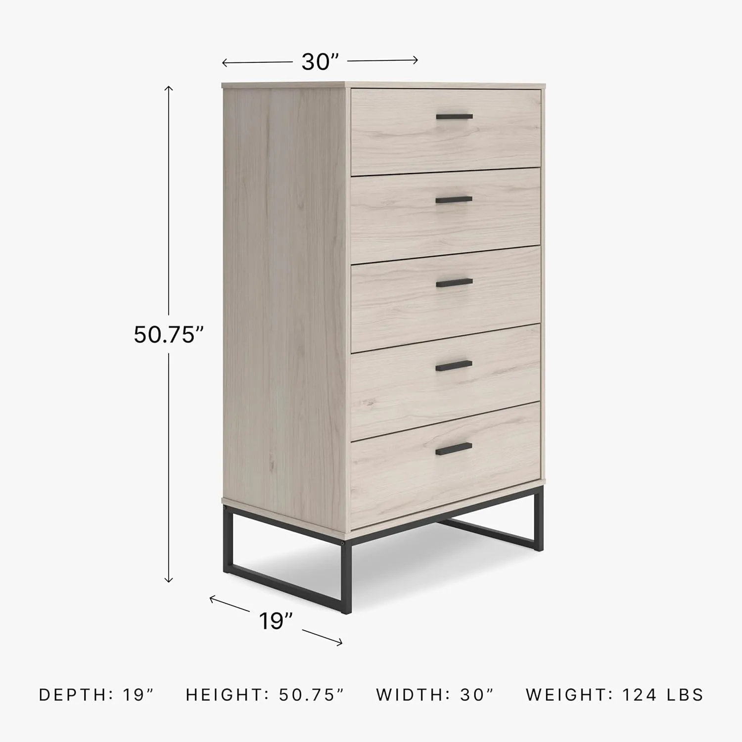 Signature Design by Ashley Socalle 5 Drawer Chest of Drawers, Natural Beige