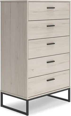 Signature Design by Ashley Socalle 5 Drawer Chest of Drawers, Natural Beige