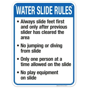 Sigo Signs, Arkansas Water Slide Rules Sign, Complies with State of Arkansas Pool Safety Code, 18x24 Inches, 55 mil Thick HDPS (high Density polystyrene), Made in USA
