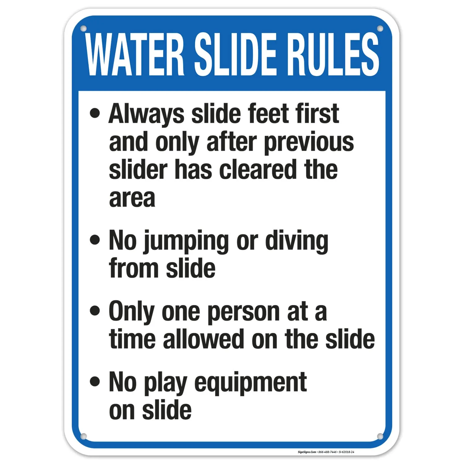 Sigo Signs, Arkansas Water Slide Rules Sign, Complies with State of Arkansas Pool Safety Code, 18x24 Inches, 55 mil Thick HDPS (high Density polystyrene), Made in USA