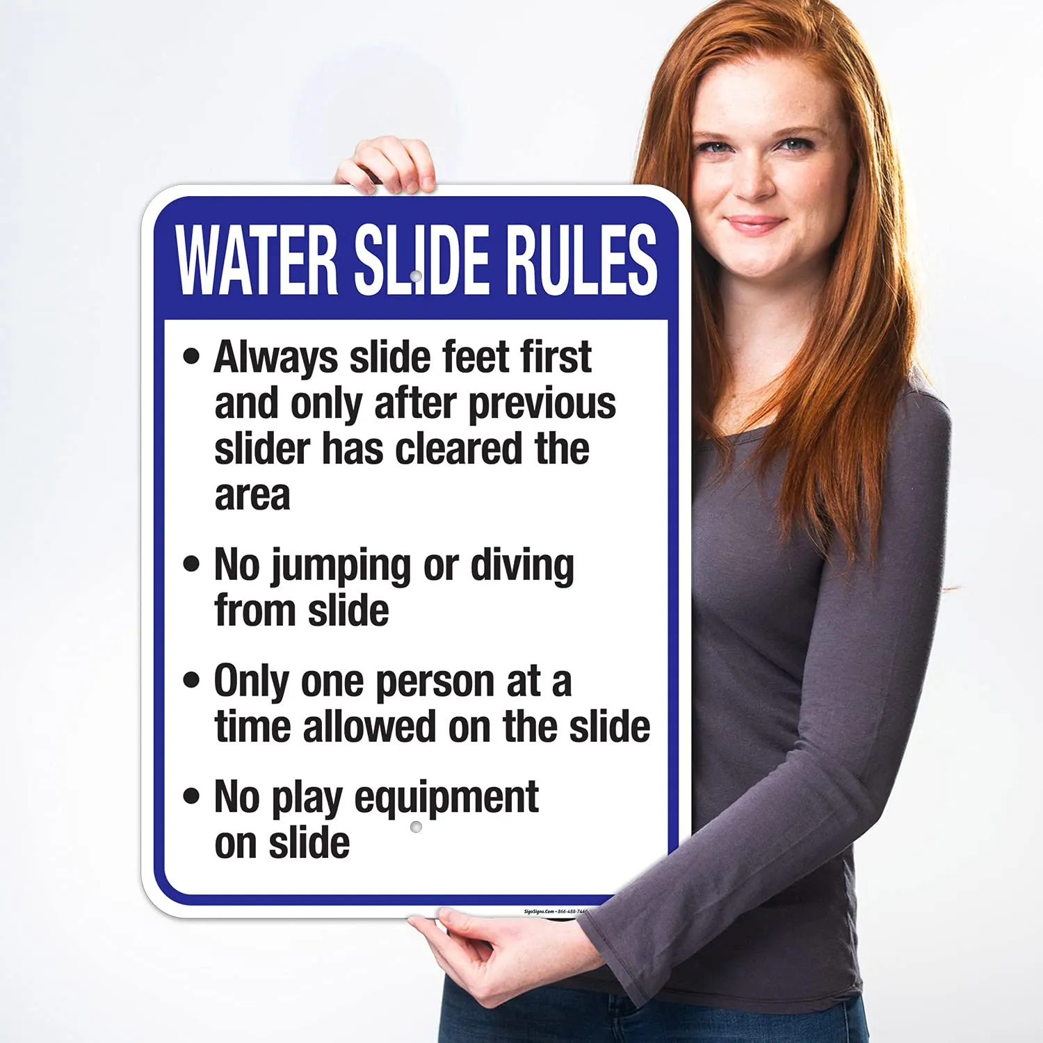 Sigo Signs, Arkansas Water Slide Rules Sign, Complies with State of Arkansas Pool Safety Code, 18x24 Inches, 55 mil Thick HDPS (high Density polystyrene), Made in USA