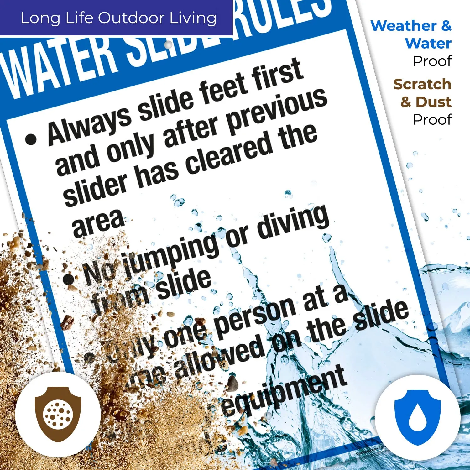 Sigo Signs, Arkansas Water Slide Rules Sign, Complies with State of Arkansas Pool Safety Code, 18x24 Inches, 55 mil Thick HDPS (high Density polystyrene), Made in USA