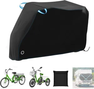 SIRUITON Adult Electric Tricycle Cover 24 inch 3 Wheel Bicycle Covers Heavy Duty 420D Oxford Strong UV Protection & Windproof, Waterproof Trike Bike Covers