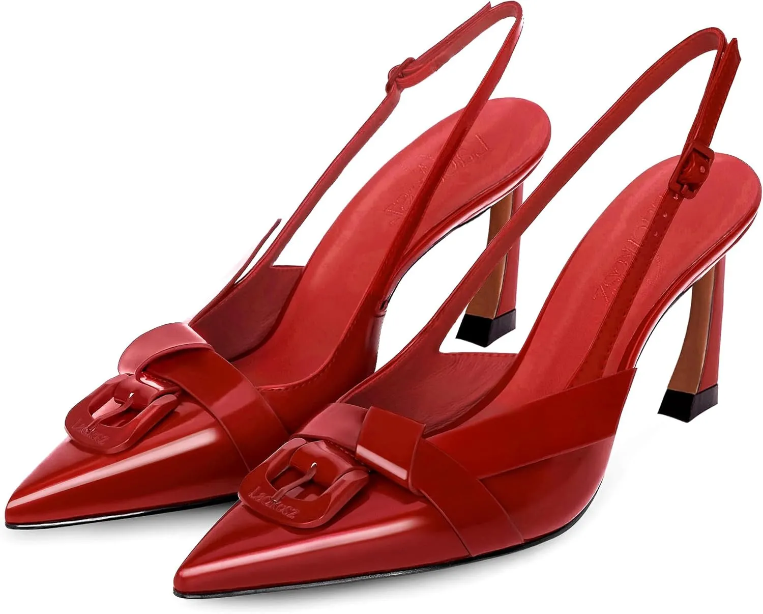 Slingback Kitten Heels for Women Closed Pointed Toe with Buckle Strap Low Heeled Sandals Pumps Party Evening Dress Shoes