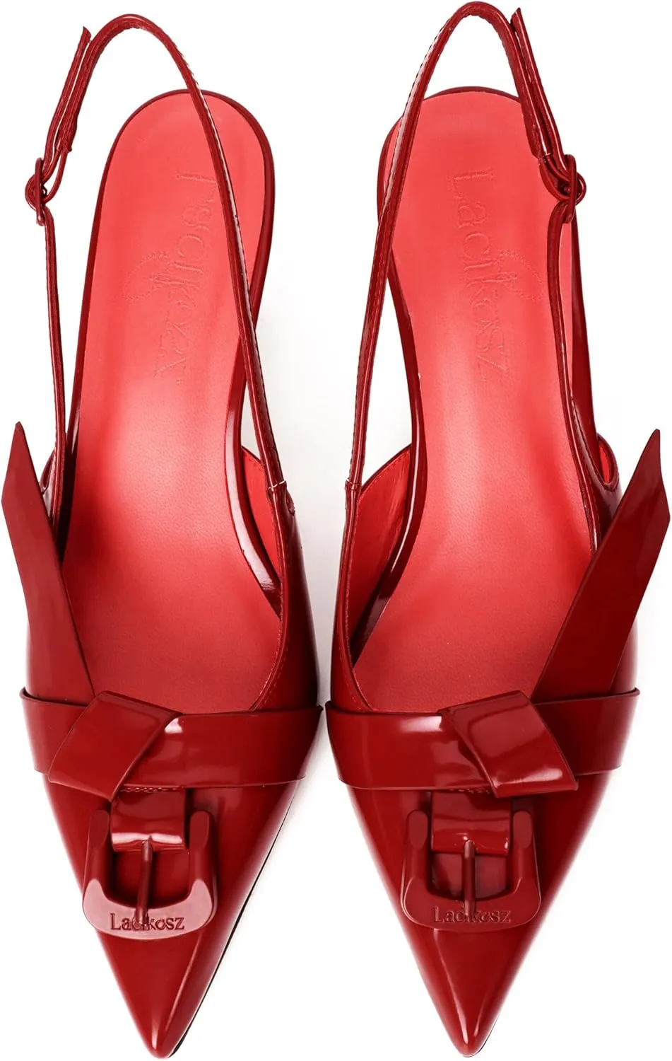 Slingback Kitten Heels for Women Closed Pointed Toe with Buckle Strap Low Heeled Sandals Pumps Party Evening Dress Shoes