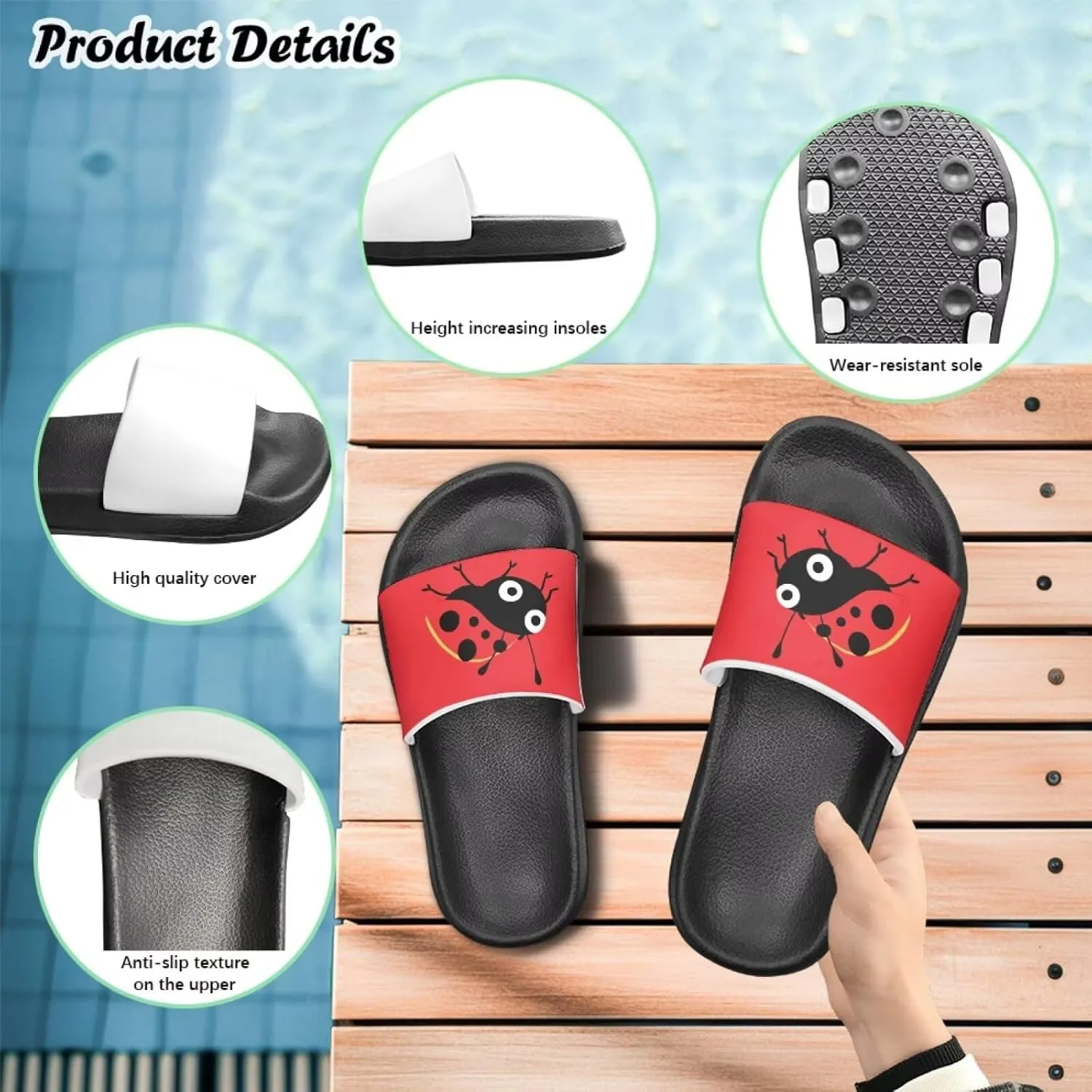 Slip On Sandals for Boys Girls Lightweight Animals Print Drying Shower Slides Suitable for Beach Days