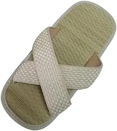 Slippers for Women Indoor and Outdoor Waterproof, Summer Open Toe Weaving Grass Cross Design Cool Casual Beach Couple Men Family Home Bathroom Shower Shoes