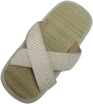 Slippers for Women Indoor and Outdoor Waterproof, Summer Open Toe Weaving Grass Cross Design Cool Casual Beach Couple Men Family Home Bathroom Shower Shoes