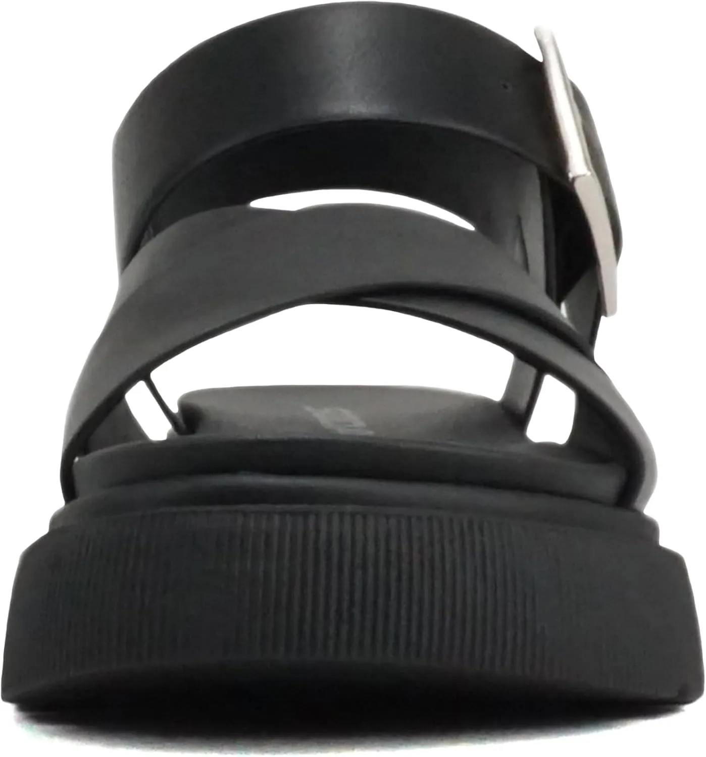 Soda “Carter” ~ Women Open Round Toe Crisscross Upper Lug Sole Platform Sandal with Adjustable Ankle Strap