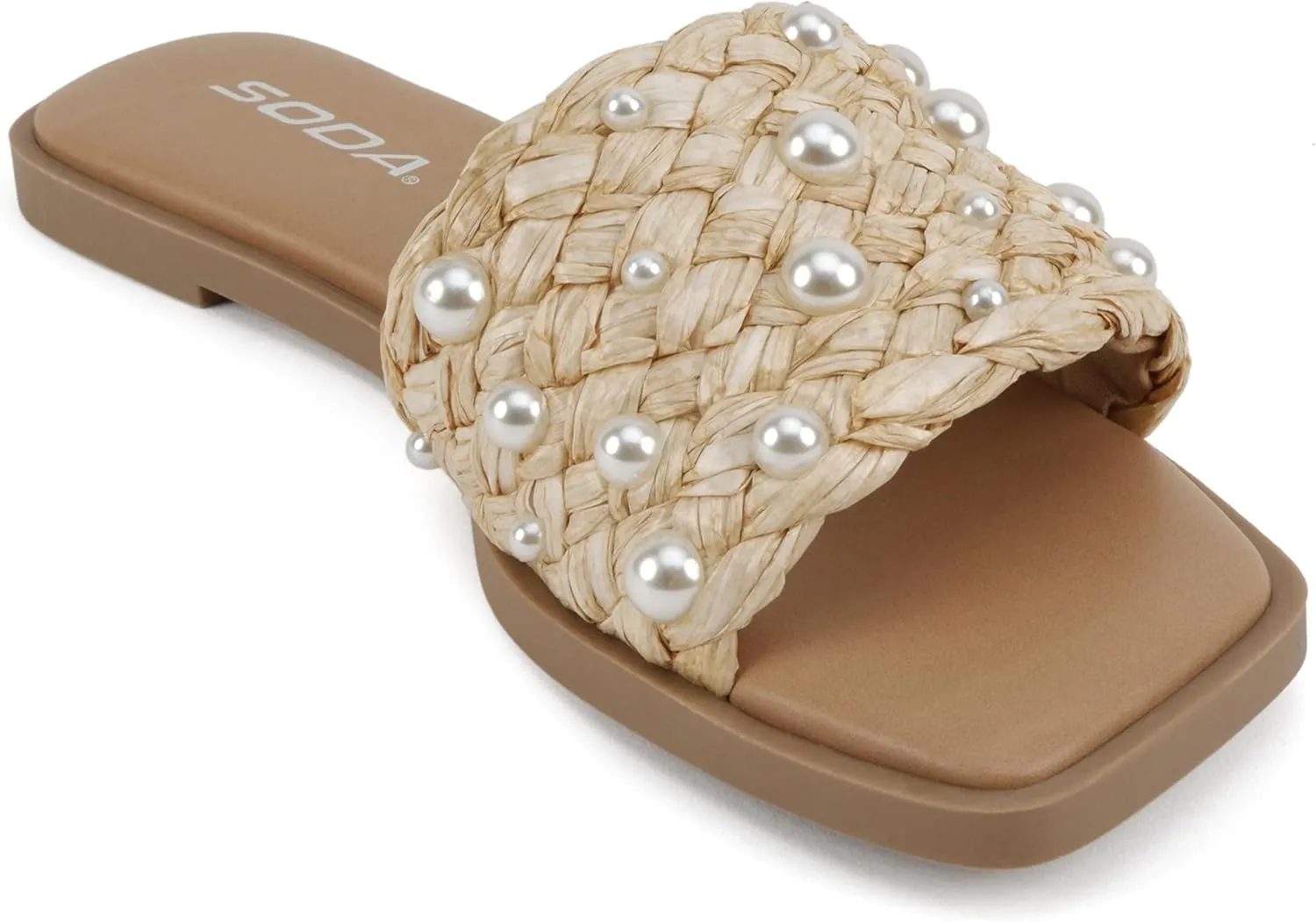 Soda “Engine” ~ Women Open Square Toe Single Strap Slide Sandal