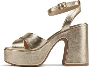 Soda “FUNKIE” ~ Women Open Square Toe Crisscross Band Ankle Strap Chunky High Heel Notch Wedge Sandal