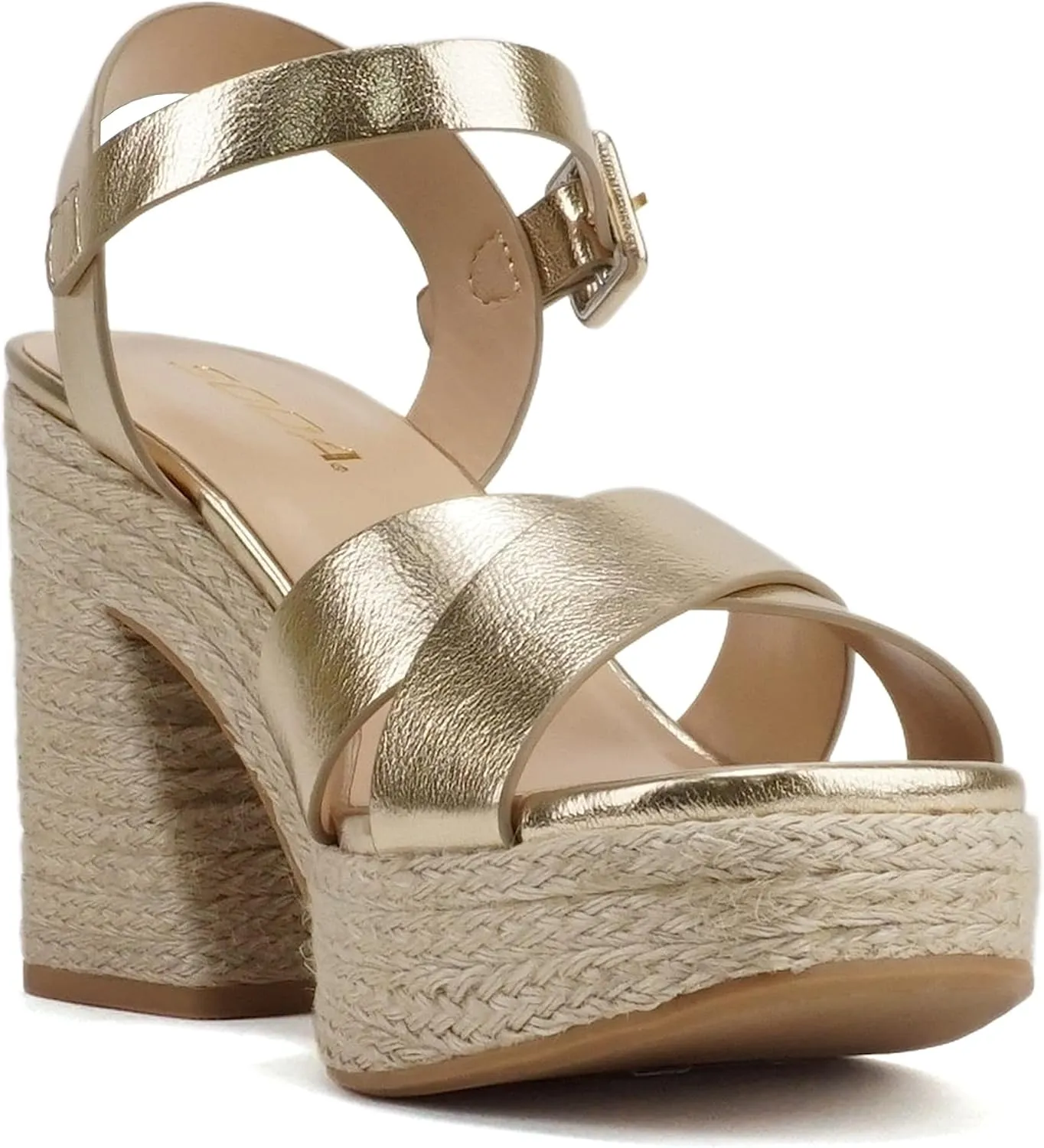 Soda “NOBLE” ~ Women Open Square Toe Crisscross Band Ankle Strap High Heel Espadrille Notch Wedge Sandal